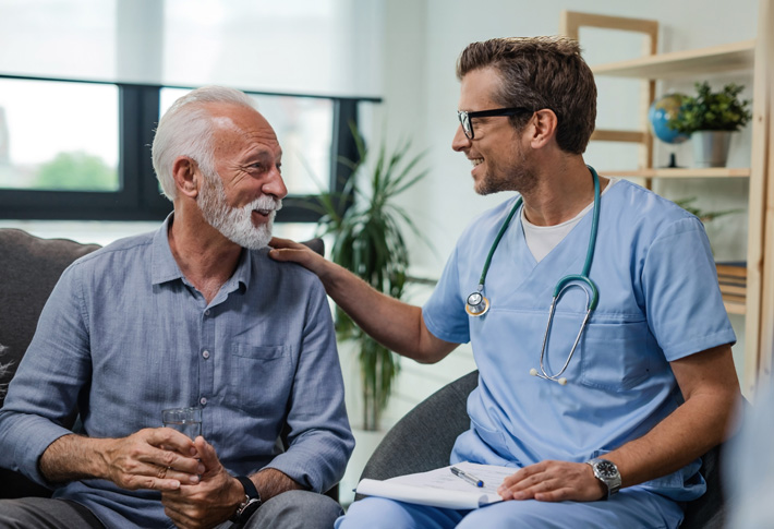 Healthcare provider giving supportive guidance